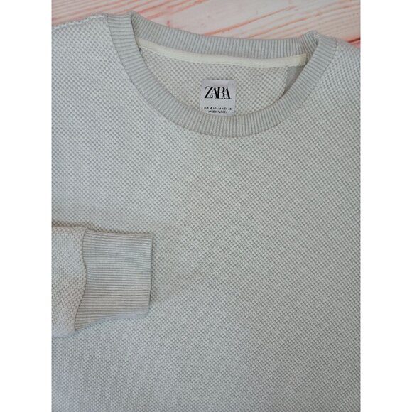 Zara Mens Textured Knit Crewneck Sweater Medium - Picture 4 of 8